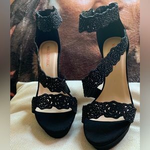 Marco Republic Black Heels with Ankle Strap/ MAY SALE $25.00